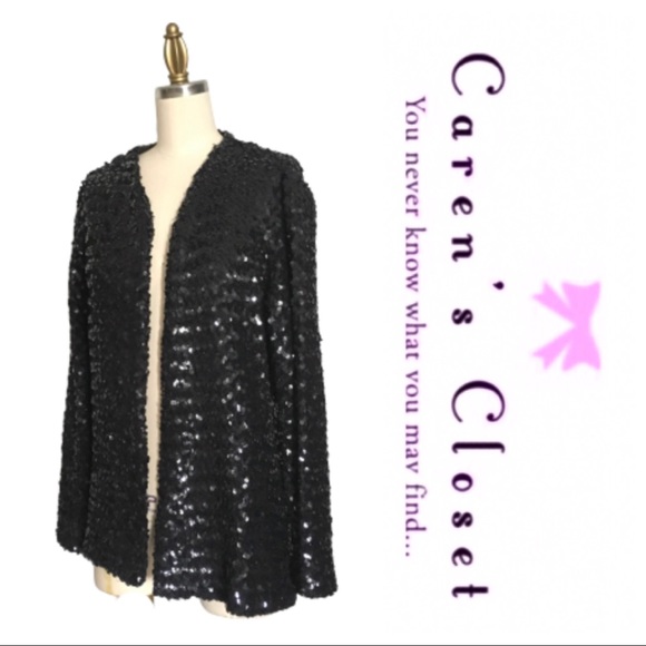Vintage Black Sequin Cardigan Sweater - Picture 2 of 3